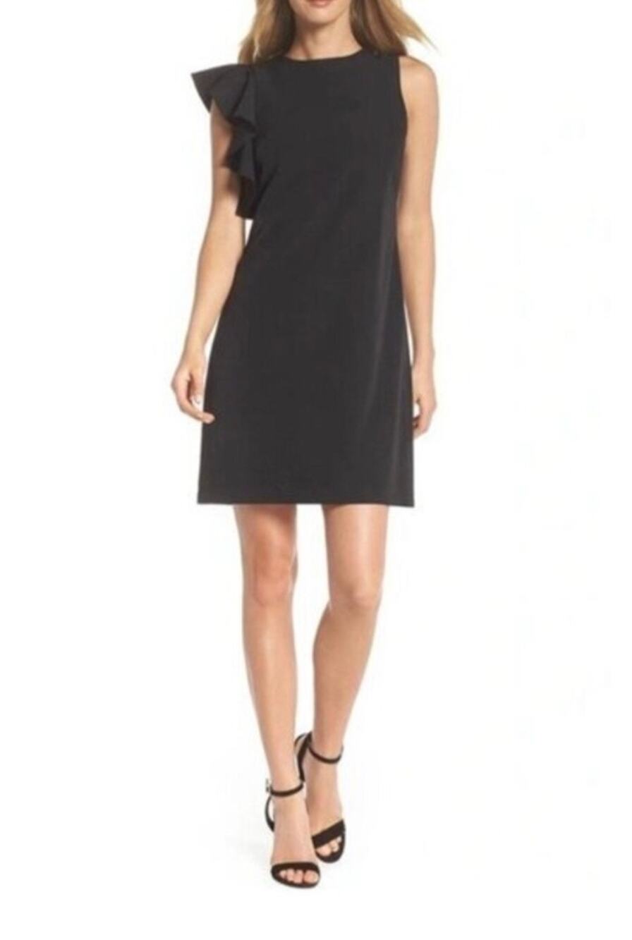 Julia Jordan Black Sleeveless Ruffle Sheath Cocktail Dress Size 6